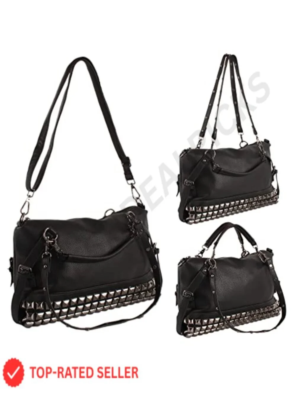Women Punk Rivet Tote Satchel Handbags Large Capacity Studded Shoulder Bag